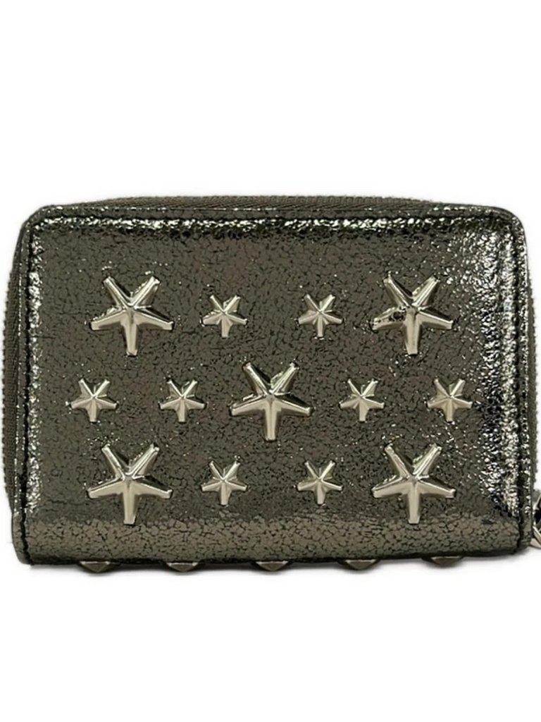 Jimmy Choo Philippa - Gray Silver Leather Coin Case
